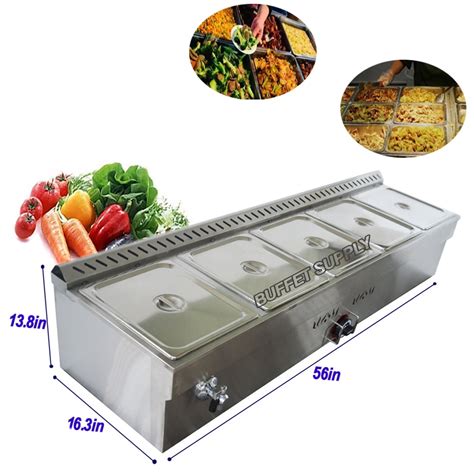 HayWHNKN 4-Pan LP Propane Food Warmer Gas Food Warmer Propane Steam Table Stainless Steel Bain Marie Buffet for Parties (with Gas Regulator Valve) 12 4 Double Row. . Propane food warmer
